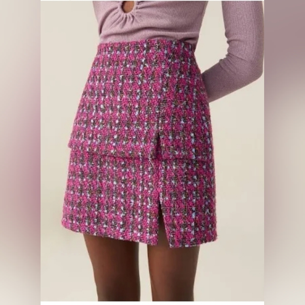 Winter Mini Vent Skirt Premium Tweed Shein Sz Small